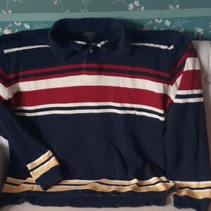 Bass Navy Striped Polo Sweater